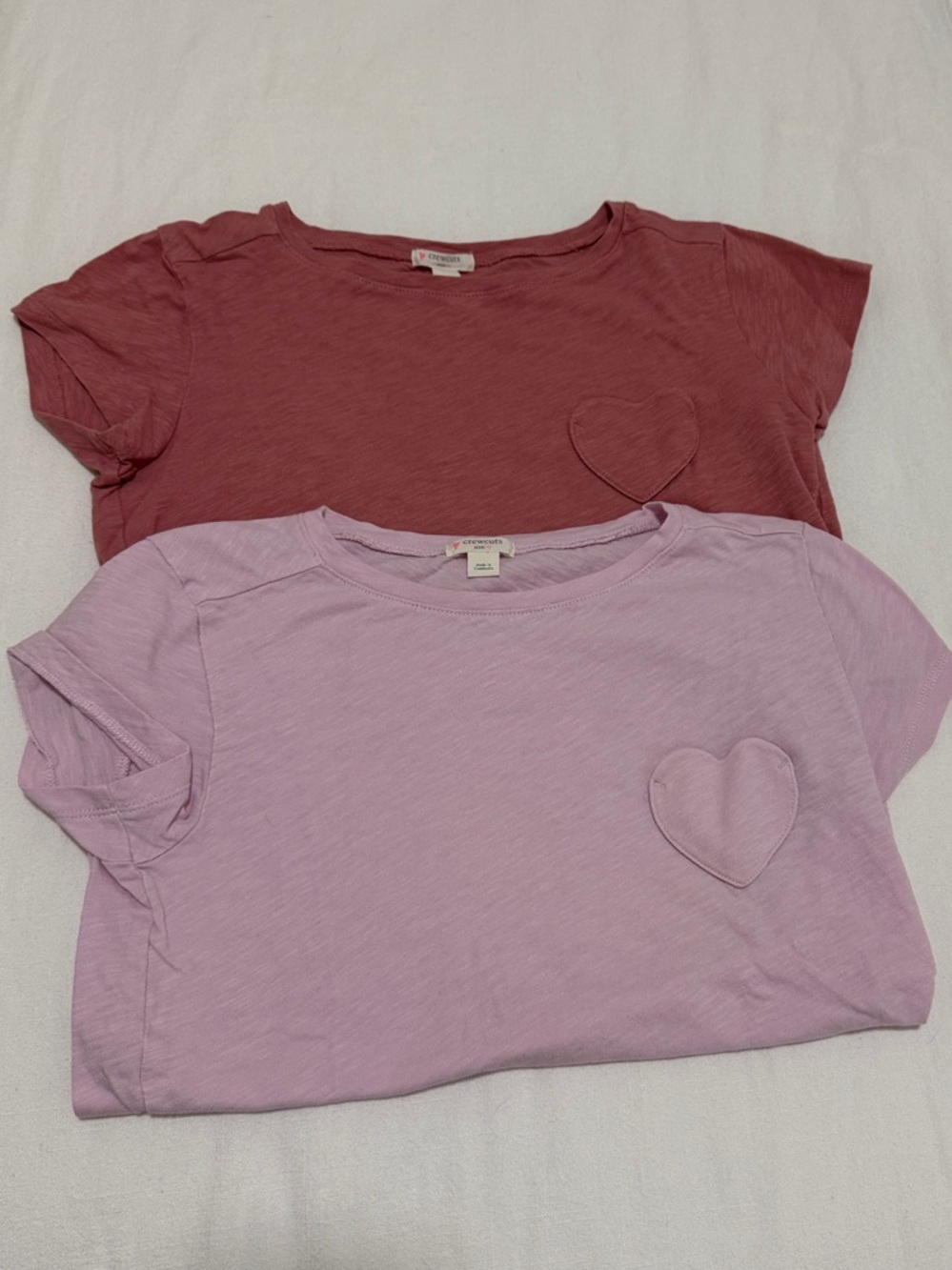 Crewcuts Girls Heart Pocket Tees lot- Rose and Lavender